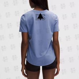 T-shirt casual da donna a maniche corte con scollo a V, stampa 100% cotone, anti-pilling, con polsini, all'ingrosso OEM, collezione estiva 2024 - Product Image 2