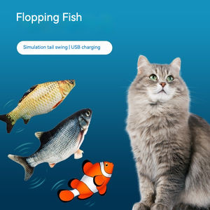Jouet de poisson électronique interactif <span class=keywords><strong>pour</strong></span> chats et chiens Jouet en peluche en coton écologique avec mouvement de rotation automatique - Product Image 3