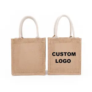 Customizable logo coated waterproof painting canvas bag Simple jute bag handheld storage bag