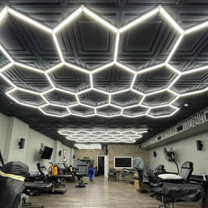 Lampu Gantung Heksagonal Modern Lampu Kerja Sarang Lebah Lampu Langit-langit LED untuk Gym Tinju Supermarket Toko Pangkas Rambut Kantor - Product Image 2