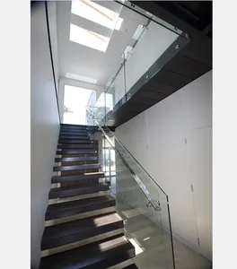 Classic Design Invisible Steel Stringer Floating Staircase Hidden Cantilever Stairs Wooden Steps Floating Stairs