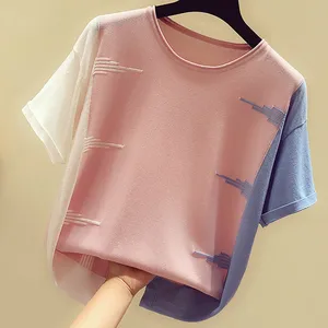 Camiseta manga curta justa casual feminina, blusa coreana justa novidade verão, de malha, a1760 #