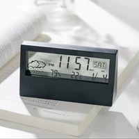 Station météo numérique LCD avec écran transparent, alarme de température et d'humidité, fonction snooze, horloge de table