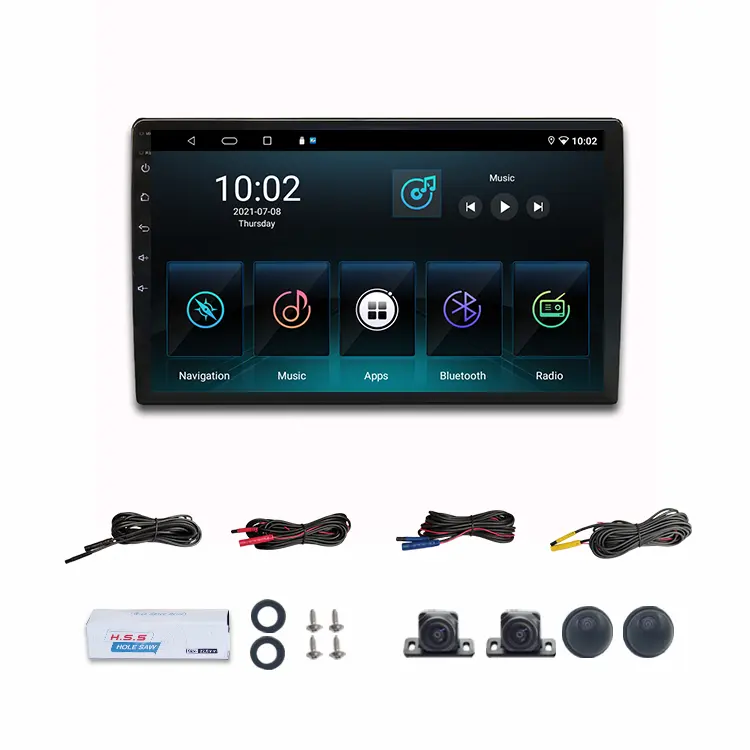 Wemaer 360 caméra lecteur DVD de voiture 10 pouces 2 + 32G DPS avant arrière enregistrement Carplay GPS Navigation Android Radio stéréo système de stationnement