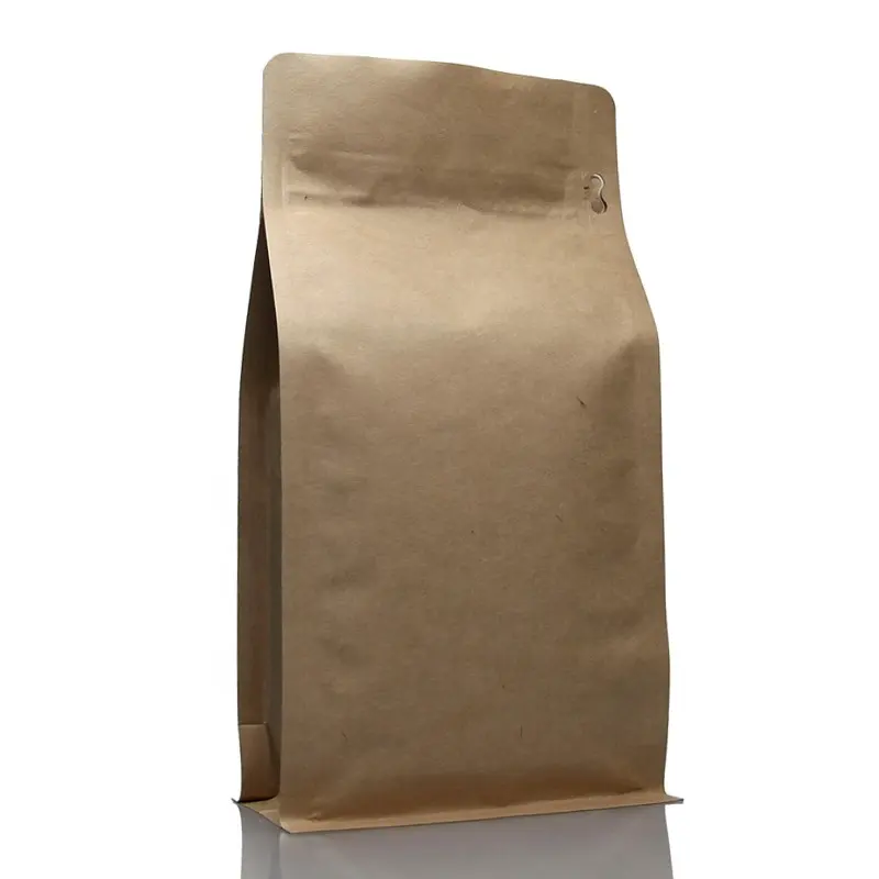 Eco Vriendelijke Ziplock Vlakke Bodem Pouch Verpakking 100% Composteerbaar Biologisch Afbreekbaar Kraftpapier Koffie Zakken Groothandel