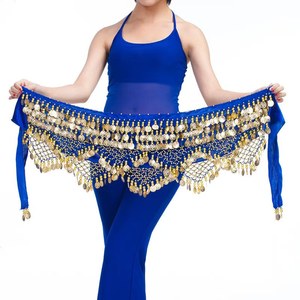 Bufanda de cadera para danza del vientre, cadena de cintura, bufanda de cadera para baile, cinturón con monedas colgantes para bailarina del vientre, 12 colores, adulto para mujer - Product Image 1