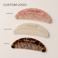 Peigne à cheveux en acétate en forme de croissant avec logo personnalisé Ume, 8,5 cm, à dents larges, peigne courbé pour femmes, accessoires pour cheveux en gros