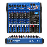 Console de mixage audio professionnelle 8 canaux avec Bluetooth, USB, effets numériques et alimentation fantôme 48V pour système de sonorisation de scène