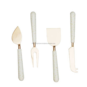 Stainless Steel Gold Finished Green Resin Handmade Handle <b>Cheese</b> Tools <b>set</b> high quality luxury <b>cheese</b> <b>knives</b> <b>set</b> - Product Image 2