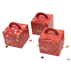 8326 boîtes d'emballage de pomme rouge de forme carrée bon marché en gros avec poignées pour la veille de Noël facile à assembler boîtes de pomme de Noël - Product Image 5