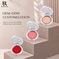 Boîte compacte ronde en plastique transparente personnalisée pour fard à joues, emballage vide pour poudre de maquillage, conteneur cosmétique OEM ODM pour marques de beauté