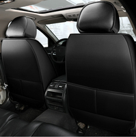 Housses de siège avant, protecteurs de siège de voiture en tissu respirant et en cuir, compatibles avec la plupart des camionnettes SUV berlines, noir