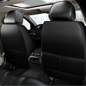 Housses de siège avant, protecteurs de siège de voiture en tissu respirant et en cuir, compatibles avec la plupart des camionnettes SUV berlines, noir - Product Image 5