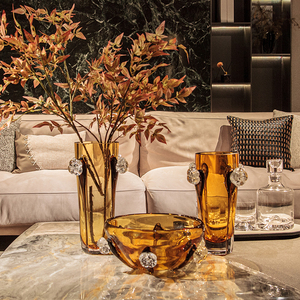Objeto decorativo <span class=keywords><strong>de</strong></span> lujo para el hogar espesar jarrones <span class=keywords><strong>de</strong></span> <span class=keywords><strong>flores</strong></span> <span class=keywords><strong>de</strong></span> vidrio hechos a mano <span class=keywords><strong>de</strong></span> alta calidad para sala <span class=keywords><strong>de</strong></span> estar - Product Image 1
