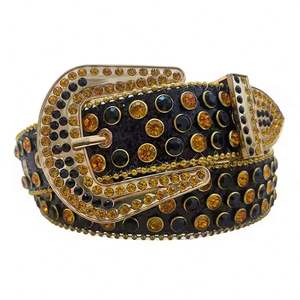 Ceinture en cuir PU de cowboy décontractée en gros directe d'usine Ceinture élégante en alliage d'acier occidental réglable avec strass et longueur personnalisée - Product Image 6