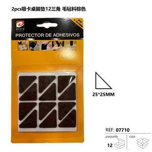 Erp Lot de 12 patins triangulaires pour pieds de table 25x25mm, protecteurs adhésifs en feutre marron - Product Image 3
