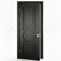Porte battante intérieure en bois massif noir sculpté et embossé de luxe, pour villa, chambre à coucher, maison