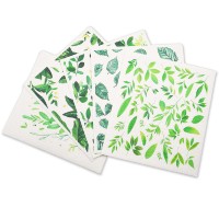 Chiffon de cuisine suédois imprimé feuilles vertes fraîches, en cellulose végétale naturelle, réutilisable, compostable, super absorbant