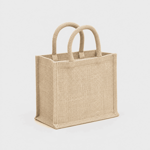 Custom Logo Red Burlap Jute <b>Medium</b> Tote <b>Bag</b> Hand Length Rope Handles Shoulder Strap Reusable Open Top Grocery Shopping Carrier - Product Image 6