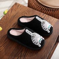 Chaussons d'hiver personnalisés, chauds, mignons, en fourrure douce, confortables, antidérapants, avec motif de chat au dos, pour femmes et hommes