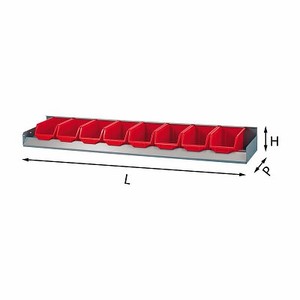 Séparateur d'étagère Usag 1177x275x140 mm en plastique rouge, support mural détachable, étagère empilable à 1 niveau - Product Image 1