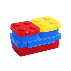 Bpa-Free Fun & Creative Building Block Design Plastic Lidded <b>Lunch</b> <b>Box</b> Kids Pp Lid for <b>School</b> - Product Image 1