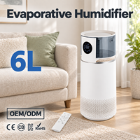 Humidificateur sans brume 6L avec UV-C, ions négatifs, remplissage par le haut et technologie d'évaporation naturelle