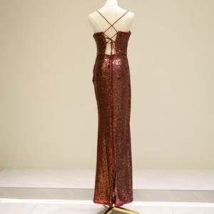 Robe de soirée élégante en dentelle de sirène bordeaux brodée avec un imprimé floral scintillant, <span class=keywords><strong>dos</strong></span> <span class=keywords><strong>nu</strong></span>, laçage classique, design basque - Product Image 3