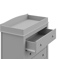Table à langer moderne à 3 tiroirs, finition gris galet, pour système de tiroirs emboîtables certifiés Gold en acier