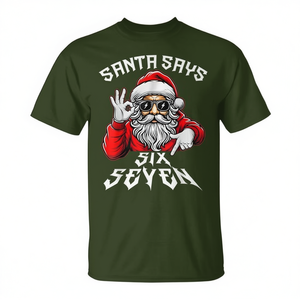 Santa Says Six Seven <b>Christmas</b> T-<b>Shirt</b> Unisex Crew Neck <b>Short</b> <b>Sleeve</b> Adult Xmas <b>Shirt</b> - Product Image 3