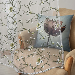 Tenda traforata trasparente con stampa floreale prugna <span class=keywords><strong>verde</strong></span> americana decorazione per la casa rifinita tenda trasparente perforata - Product Image 3