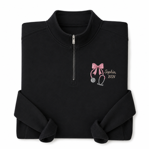 <span class=keywords><strong>Sudadera</strong></span> Personalizada con Cierre de Cremallera, Bordado de Estetoscopio y Lazo Coquette, Nombre Personalizado, Regalo de Graduación de Enfermería BSN RN LPN - Product Image 3