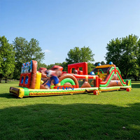 Structure gonflable géante d'extérieur en PVC pour adultes, parcours d'obstacles commercial Mari Bros, conforme EN14960