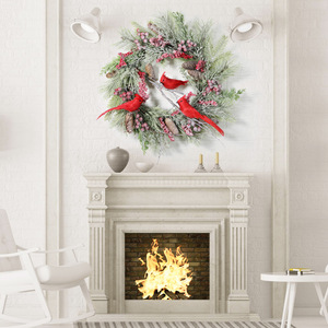 Elegantes Coronas Navideñas Ochine con Adornos de Cardenales, Decoración de Pájaros Rojos para Navidad, Decoración Interior y Exterior del Hogar - Product Image 2