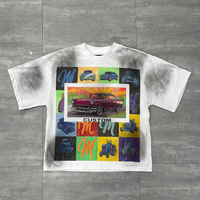 T-shirt surdimensionné à coupe carrée pour homme, imprimé DTG personnalisé, motif graphique XXL, effet délavé soleil et délavé à l'acide, coupe courte