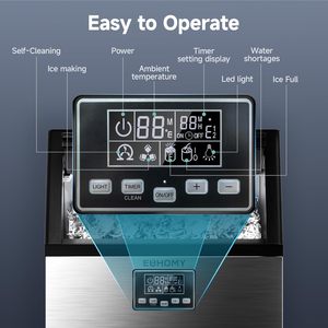 סדר בתפזורת מחיר euhomy etl 100lbs/24h בצורת ירח קרח מסחרי מכונת קרח מכונת כביסה קרח אוטומטית - Product Image 2