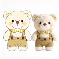 Peluche promotionnelle Ours Blanc Personnalisé avec Salopette, Jouet en Peluche Doux et Moelleux
