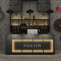 Comptoir de caisse rustique avec éclairage LED, comptoir de réception, bar, table, comptoirs de caisse à vendre, comptoir de réception de salon, comptoir de réception
