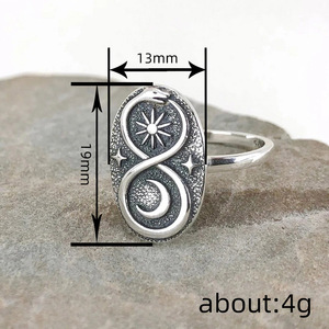 T0955 Anello Cocktail in Acciaio Inossidabile con Motivo a Stella, Anello Unisex alla Moda, Gioiello Regalo - Product Image 4