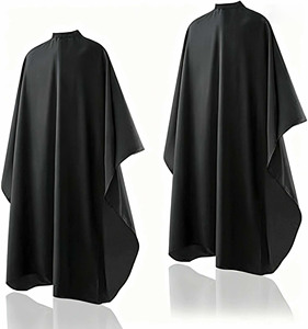 Capa de <span class=keywords><strong>Peluquería</strong></span> Profesional Personalizada con Logotipo, Impermeable, Unisex, de Poliéster, con Cierre a Presión, Color Negro - Product Image 1