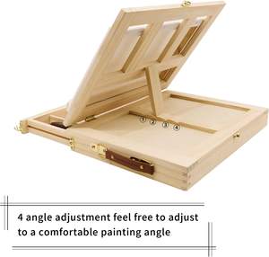 Портативный деревянный мольберт Huashen, набор для рисования 12 видов цветов, 2 кисти, палитра и нож, подходит для взрослых, художников, детей - Product Image 3