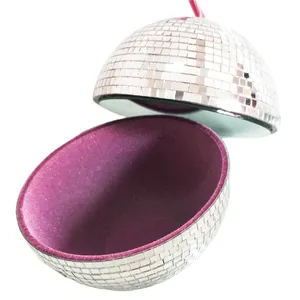 Fabriek Prijs Nieuwe 15Cm Disco Spiegel Cosmetische Box Hoogwaardige Massaal Hand Patched Reflecterende Sferische Opbergdoos Voor Godinnen