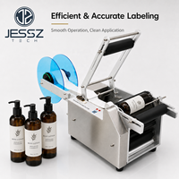 Machine d'étiquetage de bouteilles rondes semi-automatique électrique de table CJ-50, applicateur d'autocollants pour flacons, bocaux en verre, boîtes
