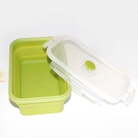 Boîte à lunch pliable en silicone de forme rectangulaire réutilisable avec fonction de conservation de la fraîcheur et de maintien au chaud des aliments, capacité de 350 à 1200 ml