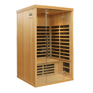 Cabina de Sauna de Infrarrojos Lejanos de Diseño Tradicional para 2 Personas, Fabricada en Madera Sólida de Hemlock Canadiense y <span class=keywords><strong>Nogal</strong></span>, con Ventanas Transom, para Uso en Hoteles - Product Image 1