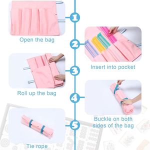 Sac de transport spacieux pour Mahjong américain, en polyester, robuste, portable, avec grande poche, adapté aux supports de Mahjong, ensemble complet - Product Image 4