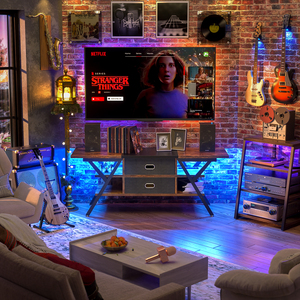 Soporte de <span class=keywords><strong>TV</strong></span> Moderno, Ecológico y Multifuncional de 55''/65'' con Tomas de Corriente LED, Almacenamiento y Base para Juegos, para Sala de Estar o Dormitorio - Product Image 4