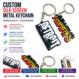 Porte-clés en métal personnalisé avec impression sérigraphique <span class=keywords><strong>de</strong></span> qualité supérieure, logo personnalisé, pour cadeaux promotionnels, marques, événements, accessoires - Product Image 2