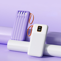 Batterie externe transfrontalière en gros à charge rapide 22,5 W, grande capacité 10000 mAh, avec câble intégré Type-C, entrée et sortie