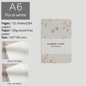 HK venta al por mayor <span class=keywords><strong>A6</strong></span> B6 flor árbol tela Tapa dura cuaderno diario - Product Image 6